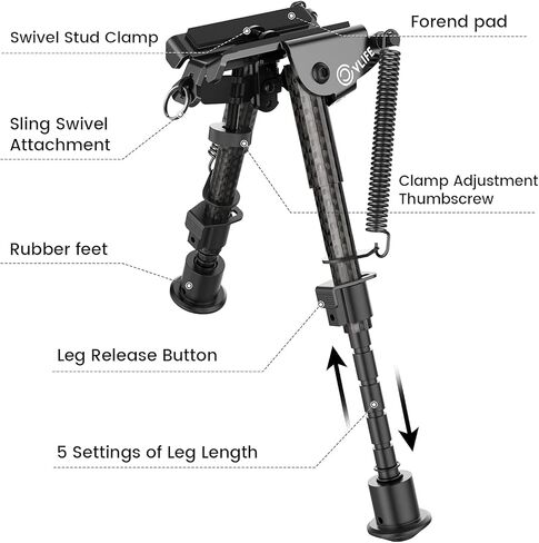CVLIFE Bipod, Carbon Fiber Bipod for Rifle with Picatinny Adapter 6-9 Inches Bipod in Saudi Arabia