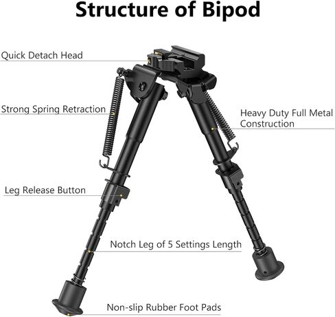 CVLIFE Rifle Bipod، 6-9 بوصة Picatinny Bipod مع محول التحرير السريع in Saudi Arabia