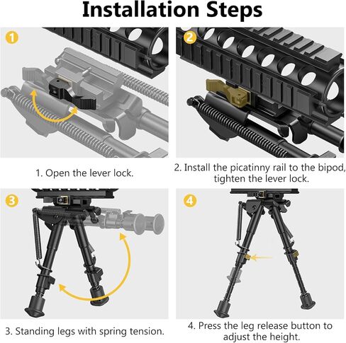 CVLIFE Rifle Bipod، 6-9 بوصة Picatinny Bipod مع محول التحرير السريع in Saudi Arabia