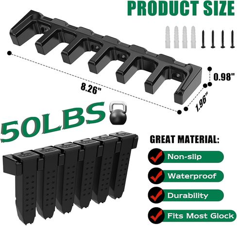حامل حامل للمجلات لـ Glock 17 19 22 23 26 31 32 33 34 Mags، نظام تنظيم تخزين عرض الحائط على شكل مسدس Mag، مرآب حائط آمن للبندقية، حامل مجلة Glock in Kuwait