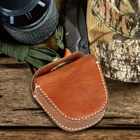 KOSIBATE Ammo Pouch, Genuine Leather Ammo Holder Bag Storage for .22 22LR .38 .45 Hunting Military Belt Gun Ammo Case Brown in Saudi Arabia