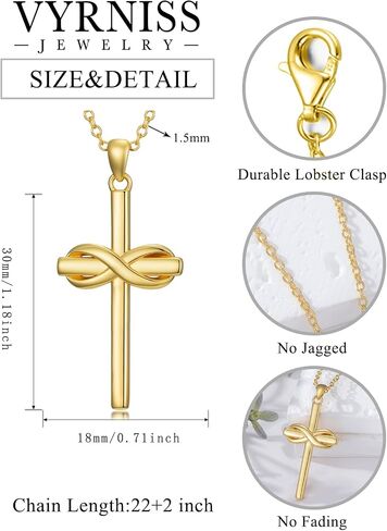 18K Gold Cross Pendant for Women Gold Cross Necklace 18K Gold Jewelry Religious Gift in Saudi Arabia