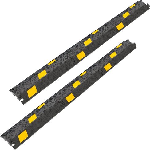 6 Pack 1-Channel Rubber Cable Protector Ramp, 17" x 6" x 1.3" inch Interlocking Floor Wire Cord Cable Cover, Visible at Night, Durable Rubber Speed Bump Hump Ramp (1-Channel 6 Pack) in Kuwait