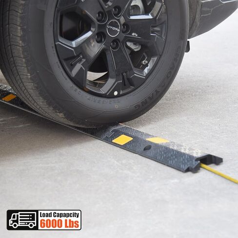 6 Pack 1-Channel Rubber Cable Protector Ramp, 17" x 6" x 1.3" inch Interlocking Floor Wire Cord Cable Cover, Visible at Night, Durable Rubber Speed Bump Hump Ramp (1-Channel 6 Pack) in Kuwait