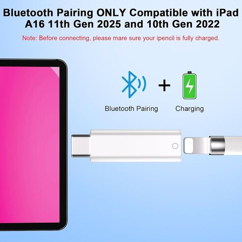 محول USB C إلى قلم رصاص الأول لجهاز iPad A16 الجيل الحادي عشر والجيل العاشر، نوع C ذكر إلى محول شاحن Lightning أنثى لقلم Apple الجيل الأول، موصل زوج بلوتوث لiPencil 1 in Kuwait