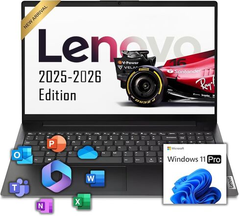 Lenovo 2026 New V15 Business and Student Laptop، Ryzen 3 7000-Series (يتفوق على Intel i5-1235U)، ذاكرة الوصول العشوائي 16 جيجابايت، 512 جيجابايت SSD، شاشة 15.6 بوصة FHD، تصميم نحيف للغاية، عمر بطارية طويل، Windows 11 Pro، WOWPC in Saudi Arabia