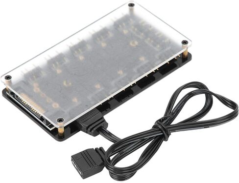 RGB Fan Hub Splitter, SATA Power, Acrylic Board, Magnetic Design, 10 Fans, 10‑in‑1 Interface Extension with Magnetic Fixing, for ASUS/MSI Aura Motherboard in Saudi Arabia