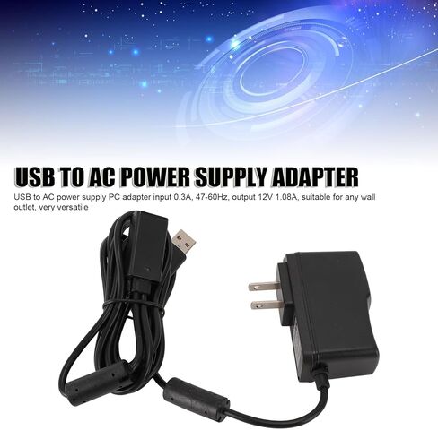محول إمداد طاقة USB إلى تيار متردد للكمبيوتر الشخصي، محول إمداد طاقة لنظام استشعار Kinect، شاحن حائط USB إلى تيار متردد مع سلك كابل شحن لوحدة تحكم ألعاب الفيديو المنزلية (قابس أمريكي) in Saudi Arabia