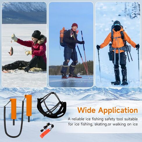 SAN LIKE أدوات أمان الجليد القابلة للسحب، مغرفة صيد الجليد، مسامير مقشدة، مسامير ثلج من الفولاذ المقاوم للصدأ، مجموعة لملحقات صيد الأسماك على الجليد، معدات صيد الجليد in Saudi Arabia