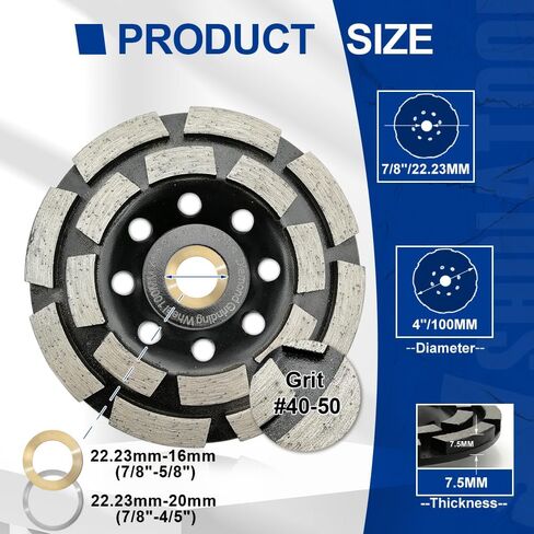 SHDIATOOL 4-1/2 Inch Turbo Row Diamond Grinding Cup Wheel for Concrete Granite Marble Masonry Brick Fits 7/8 Inch-5/8 Arbor Grit40/50 in Saudi Arabia