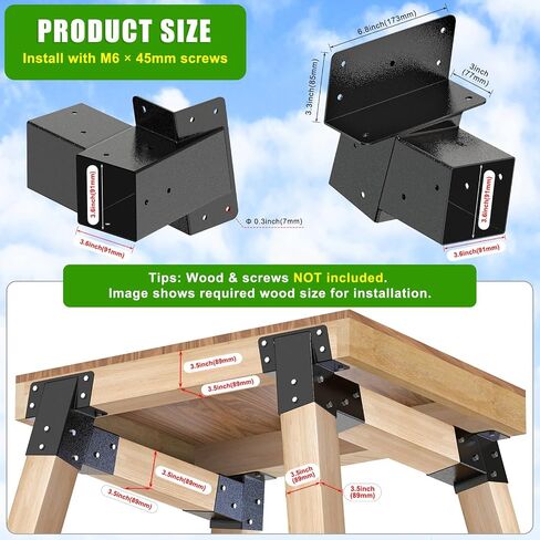 BeneLabel 4Pack 4x4 Compound Angle Brackets Heavy Duty Deer Stand Bracket Hunting Blind Brackets for Tree House, Swing Set, Observation Platform, Deers Station, Picnic Table, Play Sets in Saudi Arabia