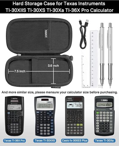 حقيبة تخزين صلبة من RAIACE متوافقة مع الآلة الحاسبة العلمية Texas Instruments TI-30XIIS TI-30XS TI-30Xa TI-36X Pro، مع جيب شبكي للأقلام والمسطرة والأدوات المكتبية الأخرى. (الجراب فقط) - وردي in Saudi Arabia
