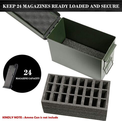 Aolamegs 24 Magazine Holder .50 Cal Ammo Can Foam (Pre-Cut, Military Grade Foam) in Saudi Arabia