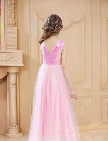 Girls Sequin Dresses Sparkly Tulle Birthday Princess Pageant Graduation Party Dress - 3-14Years in Saudi Arabia