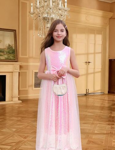 Girls Sequin Dresses Sparkly Tulle Birthday Princess Pageant Graduation Party Dress - 3-14Years in Saudi Arabia