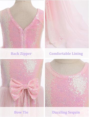 Girls Sequin Dresses Sparkly Tulle Birthday Princess Pageant Graduation Party Dress - 3-14Years in Saudi Arabia