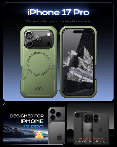 for iPhone 17 Pro Max Case 6.9" with Belt Clip Holster,Compatible with MagSafe,Anti-Drop,Shockproof,Heavy Duty Protection,w/Screen Protector,with 360°Rotating Kickstand,Black in Saudi Arabia