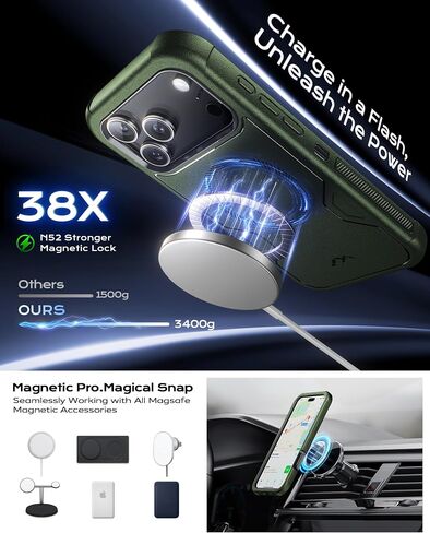 for iPhone 17 Pro Max Case 6.9" with Belt Clip Holster,Compatible with MagSafe,Anti-Drop,Shockproof,Heavy Duty Protection,w/Screen Protector,with 360°Rotating Kickstand,Black in Saudi Arabia