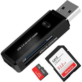 قارئ بطاقات USB 3.0 SD/TF - محول بطاقات ذاكرة متعددة عالي السرعة لأجهزة الكمبيوتر والكمبيوتر المحمول والهاتف in Kuwait
