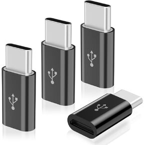 4 Pack Micro USB to USB C Adapter, Micro-USB Female to USB-C Male OTG Adapter Compatible with iPhone 15 16 17,Samsung Galaxy S10 S9 S8 S7, MacBook, LG, Huawei, Type-C Phones, Tablets (Black) in Saudi Arabia