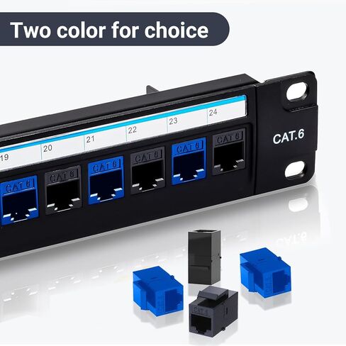 وصلة كيستون Cat6 RJ45 25 حزمة، وصلة إيثرنت أنثى إلى أنثى، موسع كابل إيثرنت UTP مضمنة Cat6 مقابس كيستون للوحات الحائط ولوحات التصحيح - أسود in Kuwait