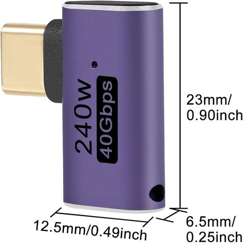 2pcs 90 Degree Right Angle USB C Male to Female Adapter, USB Type C Adapter Extender Support 240W, 40Gbps, 8K@60Hz for Steam Deck, MacBook,Thunderbolt ect(Side Bend 90°) in Saudi Arabia