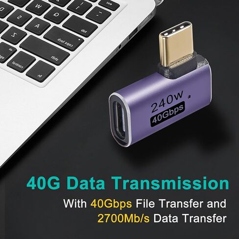 2pcs 90 Degree Right Angle USB C Male to Female Adapter, USB Type C Adapter Extender Support 240W, 40Gbps, 8K@60Hz for Steam Deck, MacBook,Thunderbolt ect(Side Bend 90°) in Saudi Arabia