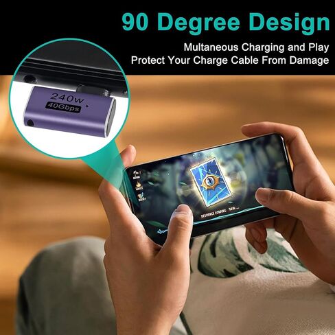 2pcs 90 Degree Right Angle USB C Male to Female Adapter, USB Type C Adapter Extender Support 240W, 40Gbps, 8K@60Hz for Steam Deck, MacBook,Thunderbolt ect(Side Bend 90°) in Saudi Arabia