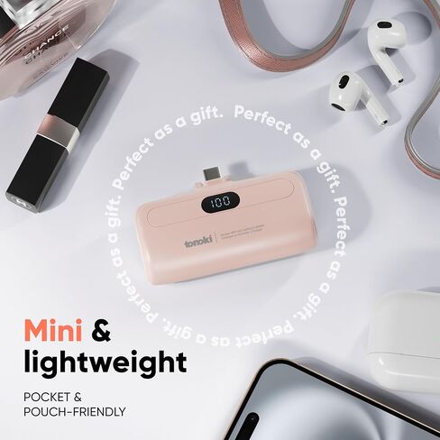 5000mAh, Portable Lightning Charger for iPhone 14/13/12/11/10/XS/XR/X/8/7/6/5 and Mini iPad, Fast Charging, Small Power Bank, Battery Pack with LED Display (Black, Lightning) in Saudi Arabia