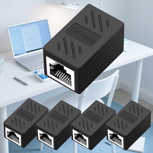 6-Pack RJ45 Ethernet Coupler – Inline Female-to-Female Connector Adapter for Cat8/Cat7/Cat6/Cat5e/Cat5 Cable Extension, High-Speed Network Extender for PC, Router, Modem, PS5, Xbox, Black in Saudi Arabia
