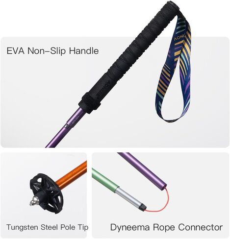 AONIJIE Trekking Poles -2 Ultralight Collapsible Carbon Fiber Hiking Poles with Anti-Shock and Quick Lock System, Folding Walking Sticks for Hiking, Camping in Kuwait