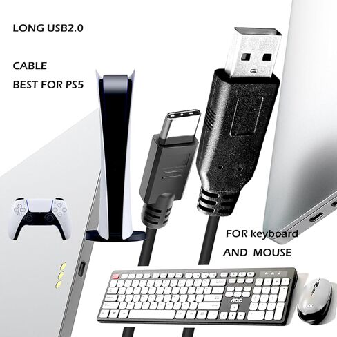 USB C to USB A 50ft, Long USB2.0 Cable USB A to Type C (NOT Fast Charging) Long USB2.0 Cable Data for PS5, Keyboard, Mouse and MacBook, laptops, Tablets, Portable Monitors, etc More in Saudi Arabia