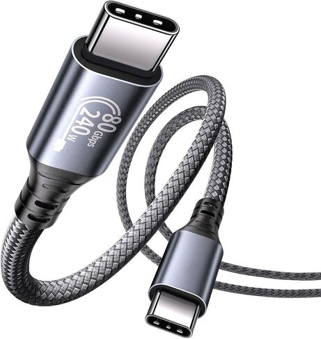 كابل USB 4 بطول 6.6 قدم لكابل Thunderbolt 5 بسرعة 80 جيجابت في الثانية، عرض نطاق يصل إلى 120 جيجابت في الثانية لشحن مزدوج 8K، 240 وات PD 3.1، كابل فيديو USB C مضفر متوافق مع Thunderbolt 4/5، SSD، MacBook M4 Pro، Dock، eGPU in Kuwait