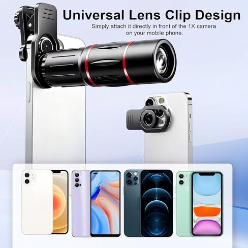 مجموعة ملحقات عدسة Telephoto لهواتف iPhone وAndroid مع مشبك ثلاثي القوائم، 28X HD لسهولة الاستخدام ولقطات مذهلة للمشاهد التي تتجاوز 3 أمتار in Kuwait