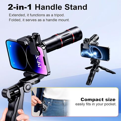 مجموعة ملحقات عدسة Telephoto لهواتف iPhone وAndroid مع مشبك ثلاثي القوائم، 28X HD لسهولة الاستخدام ولقطات مذهلة للمشاهد التي تتجاوز 3 أمتار in Kuwait
