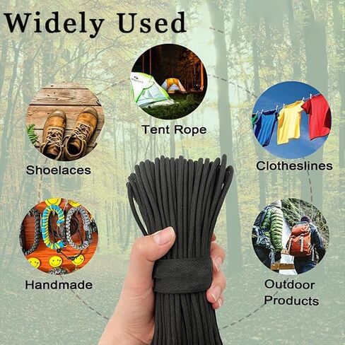 550 Paracord 33FT, Heavy-Duty Tactical Parachute Cord, 4mm Outdoor Survival Rope for Camping, Hiking, DIY & Emergency in Saudi Arabia