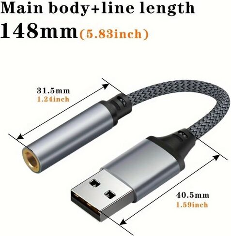 5.51inch USB Sound Card USB to 3.5mm Audio Earphone Adapter External Sound Card Audio Card for Mic Headphone Computer PC in Saudi Arabia