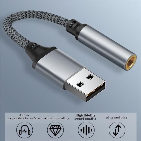 5.51inch USB Sound Card USB to 3.5mm Audio Earphone Adapter External Sound Card Audio Card for Mic Headphone Computer PC in Saudi Arabia