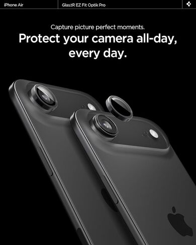 واقي شاشة لعدسة الكاميرا من Spigen [GlasTR EZ Fit Optik Pro] مصمم لهاتف iPhone Air [صديق للحافظة] - أسود [عبوة من قطعتين] in Saudi Arabia