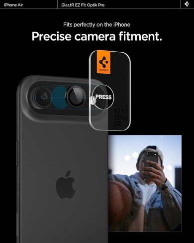 واقي شاشة لعدسة الكاميرا من Spigen [GlasTR EZ Fit Optik Pro] مصمم لهاتف iPhone Air [صديق للحافظة] - أسود [عبوة من قطعتين] in Saudi Arabia