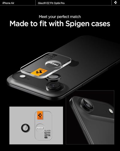 واقي شاشة لعدسة الكاميرا من Spigen [GlasTR EZ Fit Optik Pro] مصمم لهاتف iPhone Air [صديق للحافظة] - أسود [عبوة من قطعتين] in Saudi Arabia