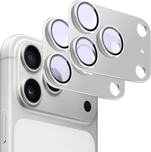 2 Pack Camera Lens Protector for iPhone 17 Pro Max[ Drop Protection ] AR Tempered Glass Strong Adsorption Metal Camera Cover Screen | Silvery Finish in Saudi Arabia