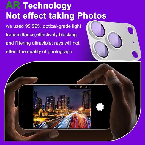 2 Pack Camera Lens Protector for iPhone 17 Pro Max[ Drop Protection ] AR Tempered Glass Strong Adsorption Metal Camera Cover Screen | Silvery Finish in Saudi Arabia