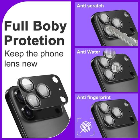 2 Pack Camera Lens Protector for iPhone 17 Pro Max[ Drop Protection ] AR Tempered Glass Strong Adsorption Metal Camera Cover Screen | Silvery Finish in Saudi Arabia