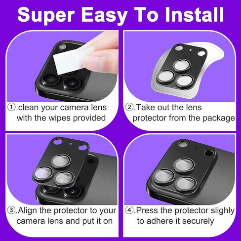 2 Pack Camera Lens Protector for iPhone 17 Pro Max[ Drop Protection ] AR Tempered Glass Strong Adsorption Metal Camera Cover Screen | Silvery Finish in Saudi Arabia