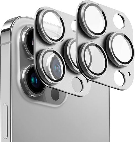 2 Pack Camera Lens Protector for iPhone 17 Pro Max[ Drop Protection ] AR Tempered Glass Strong Adsorption Metal Camera Cover Screen | Silvery Finish in Saudi Arabia