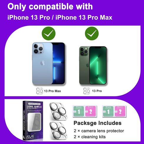 2 Pack Camera Lens Protector for iPhone 17 Pro Max[ Drop Protection ] AR Tempered Glass Strong Adsorption Metal Camera Cover Screen | Silvery Finish in Saudi Arabia