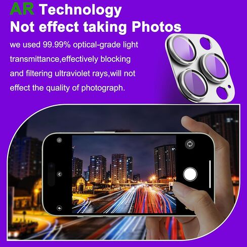 2 Pack Camera Lens Protector for iPhone 17 Pro Max[ Drop Protection ] AR Tempered Glass Strong Adsorption Metal Camera Cover Screen | Silvery Finish in Saudi Arabia