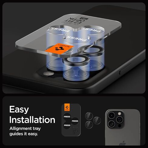 Spigen Camera Lens Screen Protector [GlasTR EZ Fit Optik Pro] Designed for iPhone 14 Pro Max/iPhone 14 Pro [Case Friendly] - Black [2 Pack] in Saudi Arabia