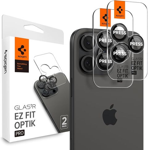 Spigen Camera Lens Screen Protector [GlasTR EZ Fit Optik Pro] Designed for iPhone 14 Pro Max/iPhone 14 Pro [Case Friendly] - Black [2 Pack] in Saudi Arabia